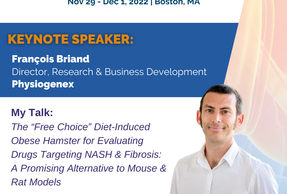 Physiogenex to present its obese NASH hamster model at the 6th Obesity & NASH Summit in Boston, MA, Nov. 30- Dec. 1, 2022