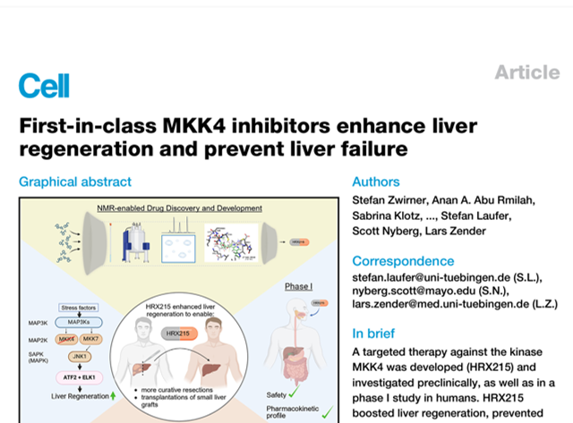 HepaRegenix publishes data on first in class MKK4 inhibitors demonstrating benefits in Physiogenex CCl4 mouse model of liver fibrosis