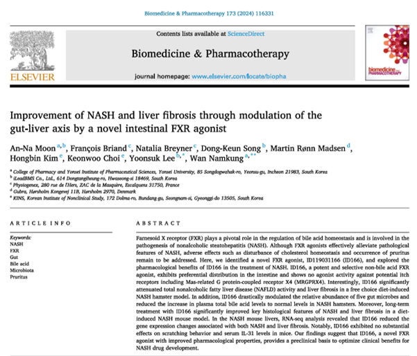 iLeads BMS publishes a new manuscript about its novel FXR agonist in Physiogenex’s obese MASH hamster and mouse models